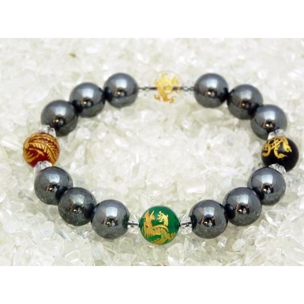 四神 赤 緑 メノウ オニキス 水晶 ヘマタイト パワーストーンブレス 10mm |  | 01