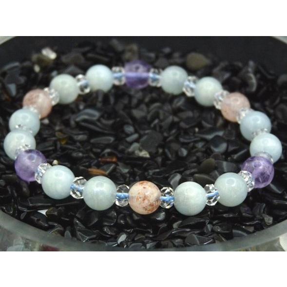 アメジスト アクアマリン ストロベリークォーツ パワーストーン 天然石ブレスレット |  | 01