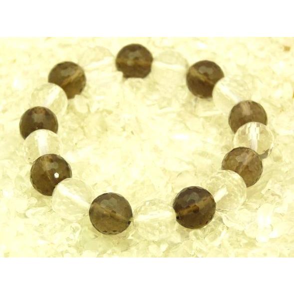 スモーキークォーツ 煙水晶 カット加工 水晶 パワーストーン 天然石ブレスレット 10mm玉 |  | 01