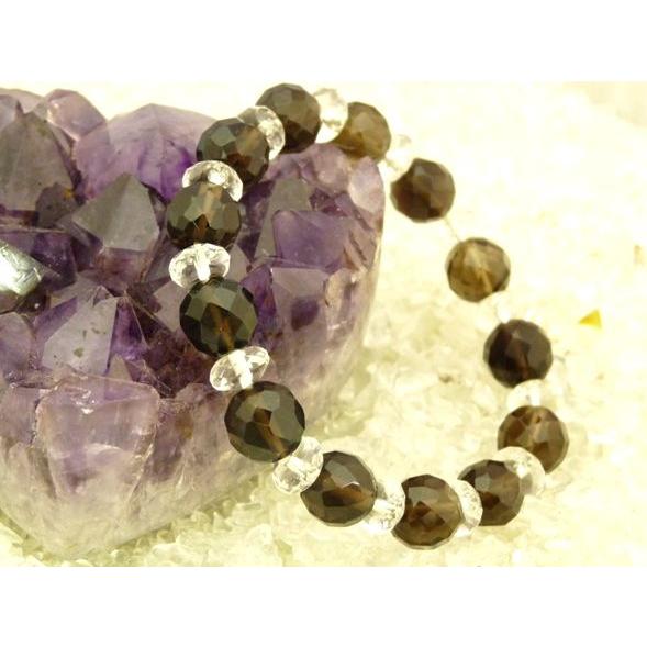 スモーキークォーツ 煙水晶 カット加工 水晶 パワーストーン 天然石ブレスレット 10mm玉 | 