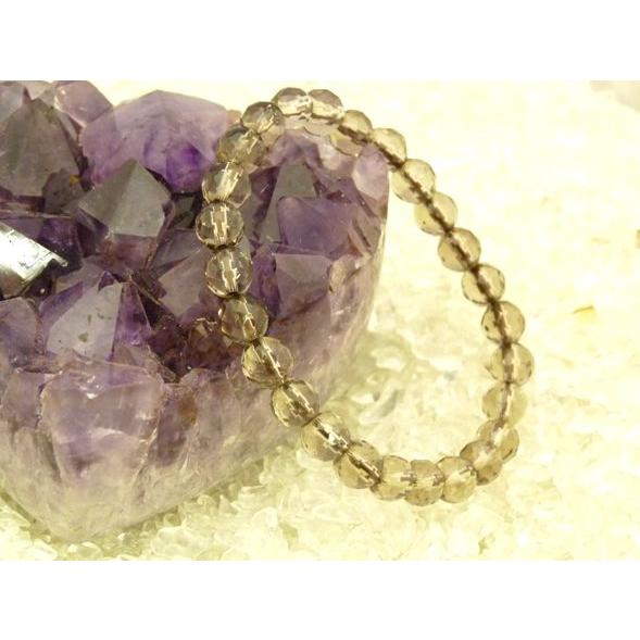 スモーキークォーツ 煙水晶 カット加工 パワーストーン 天然石ブレスレット 6mm玉 | 