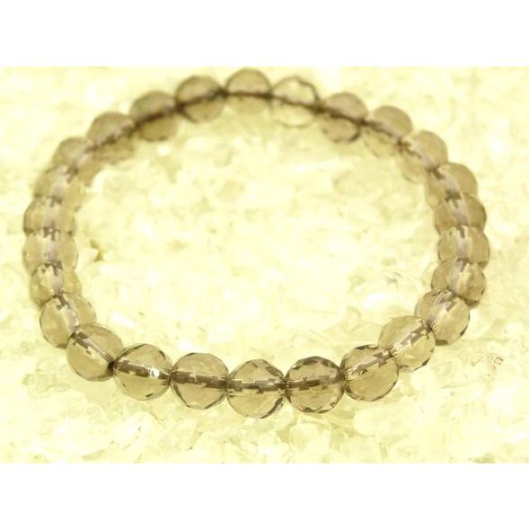 スモーキークォーツ 煙水晶 カット加工 パワーストーン 天然石ブレスレット 6mm玉 |  | 01
