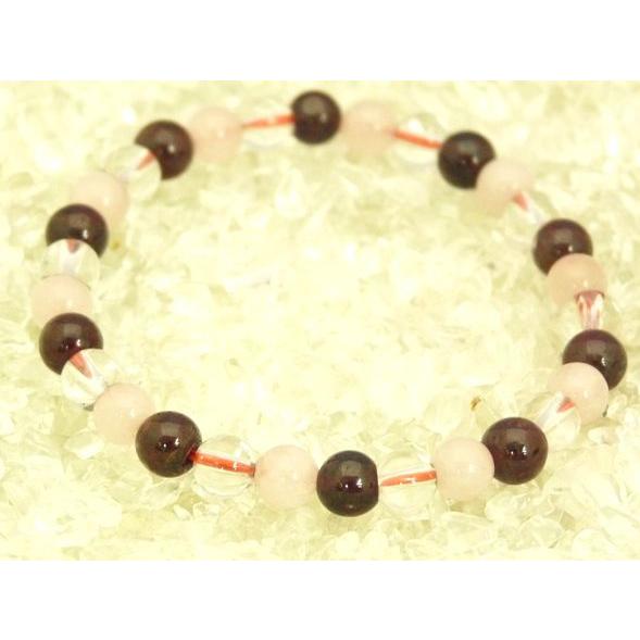 ガーネット ローズクォーツ 水晶 パワーストーン 天然石ブレスレット |  | 01