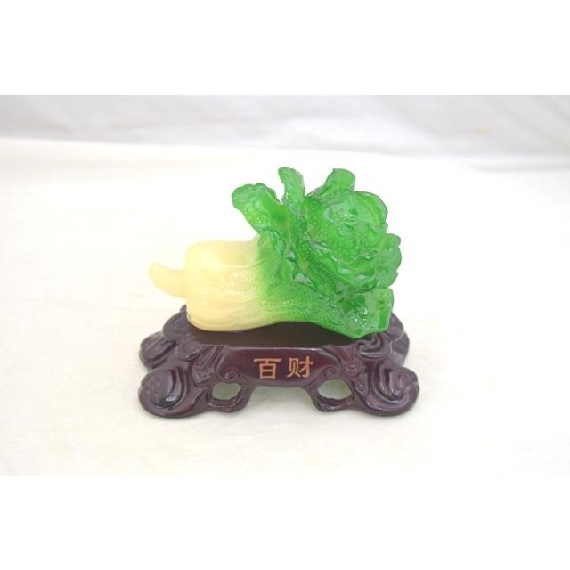 白菜 百財 百才 台座付き 樹脂製置物 風水インテリア 10cm