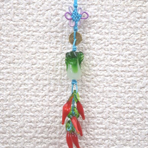 メール便OK】 白菜の根付 唐辛子ストラップ 百才 百財 ミニ古銭付き