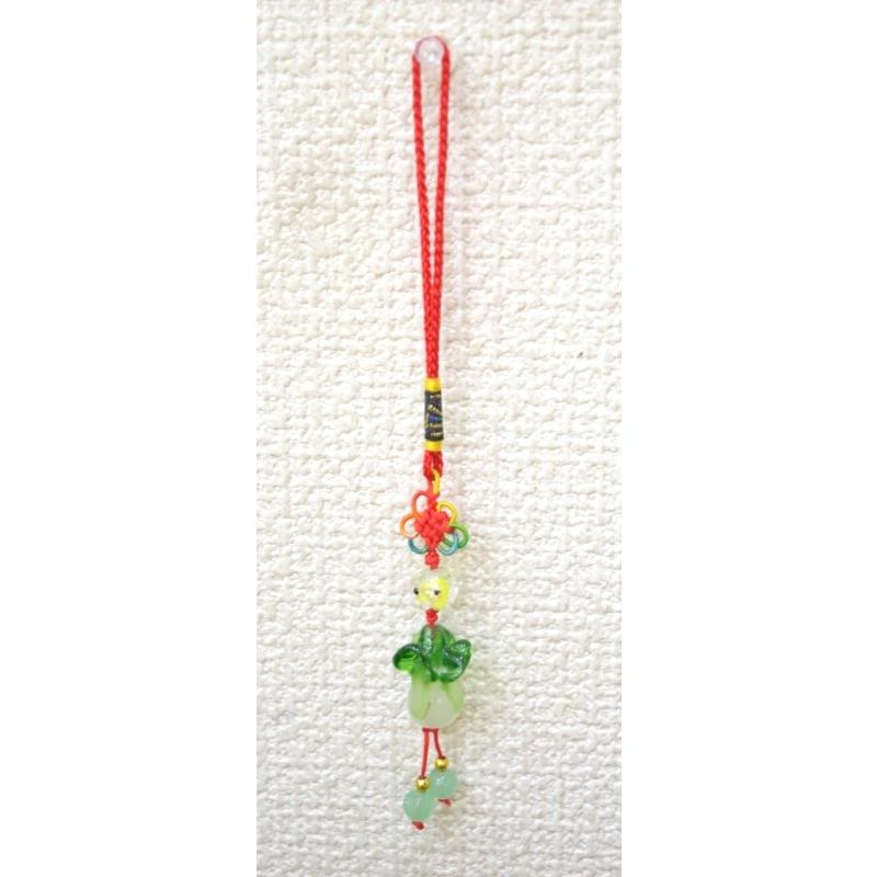 白菜の形 陶器 置物 ストラップ付き 白菜の形 陶器 置物 ストラップ付き