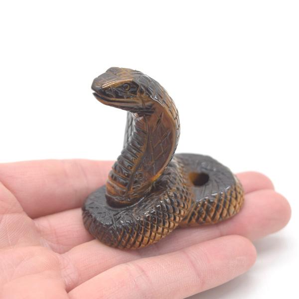 蛇 巳の置物 タイガーアイ 5cm 天然石製置物 虎目石 ヘビ へび 十二支