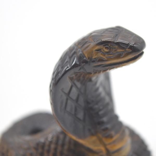 蛇 巳の置物 タイガーアイ 5cm 天然石製置物 虎目石 ヘビ へび 十二支
