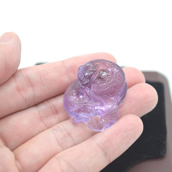 蛇 巳の置物 アメジスト 3.5cm 天然石製置物 紫水晶 ヘビ へび 十二支