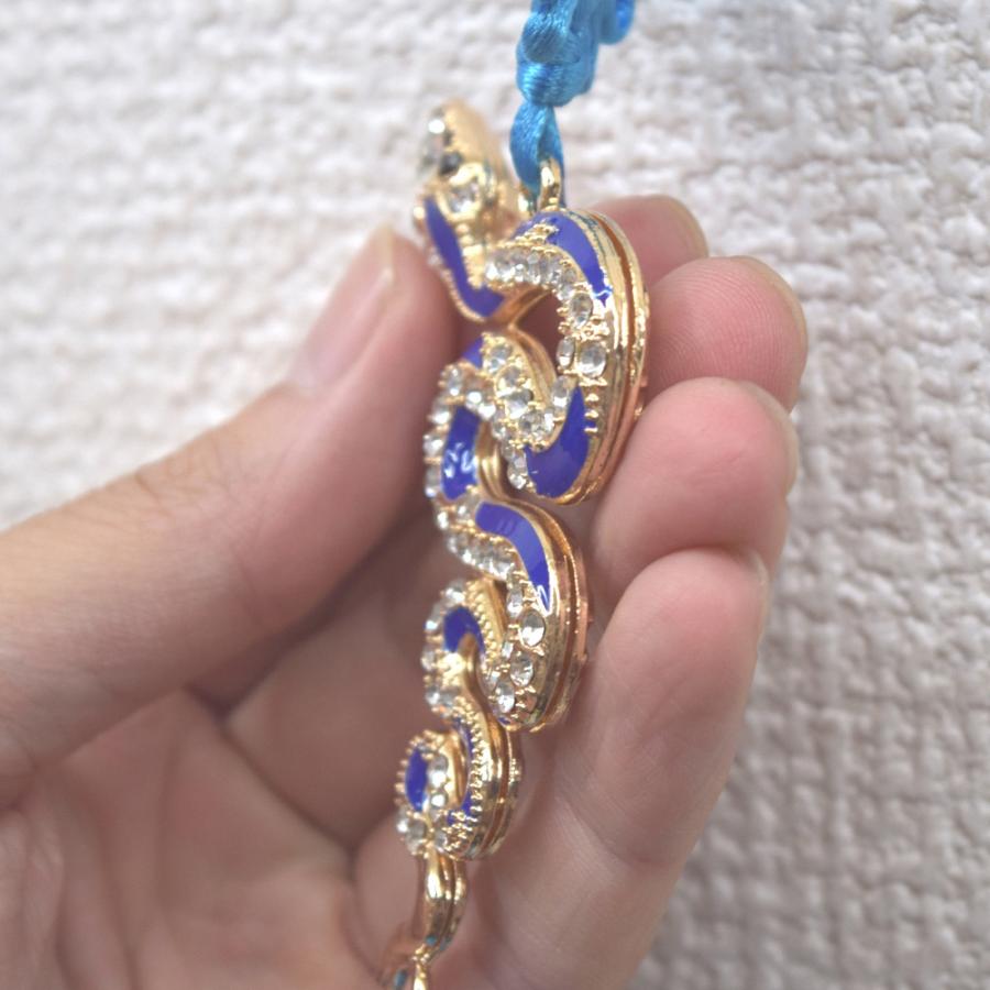 メール便OK】七宝の根付 巳 蛇の置物 27cm ヘビ ラインストーン付き