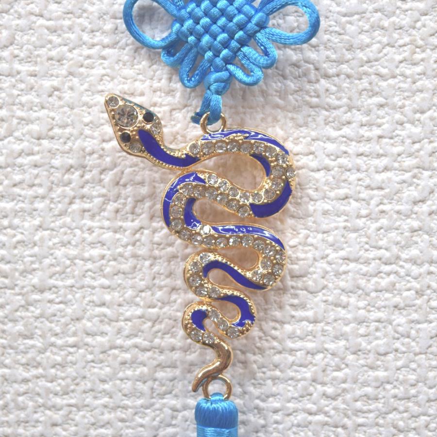 メール便OK】七宝の根付 巳 蛇の置物 27cm ヘビ ラインストーン付き