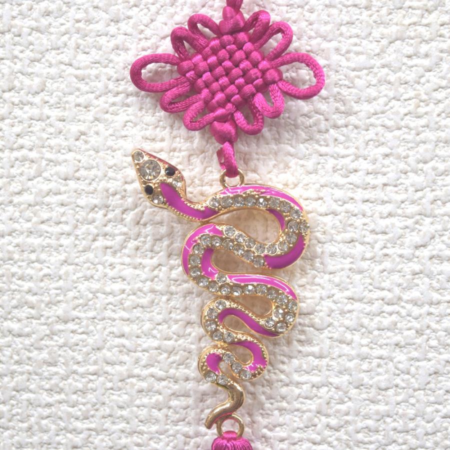 メール便OK】七宝の根付 巳 蛇の置物 27cm ヘビ ラインストーン付き