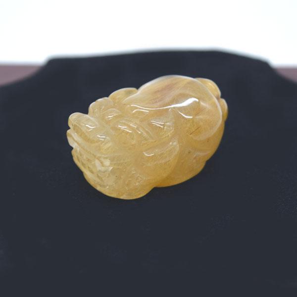貔貅の置物 ヒキュウ ルチルクオーツ 3.5cm 天然石製 金針水晶 パワーストーン | 