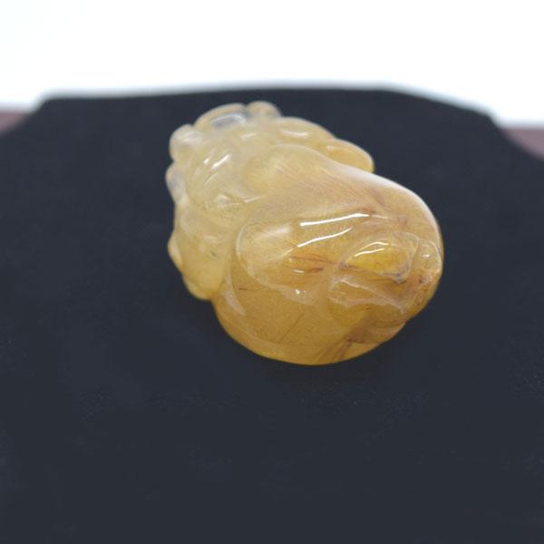 貔貅の置物 ヒキュウ ルチルクオーツ 3.5cm 天然石製 金針水晶 パワーストーン_1
