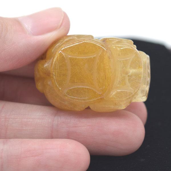 貔貅の置物 ヒキュウ ルチルクオーツ 3.5cm 天然石製 金針水晶 パワーストーン_4