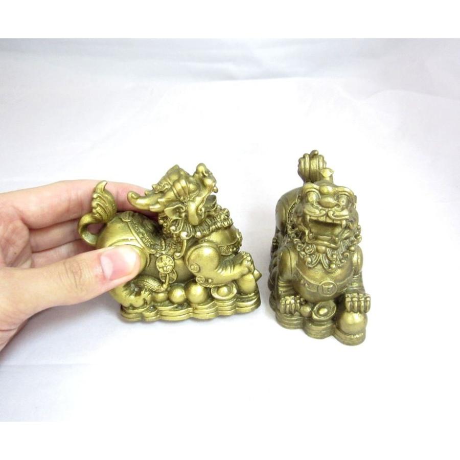 貔貅 ヒキュウ ペア 銅製置物 7.5cm 金運 財運 商売繁盛 : 横浜中華街
