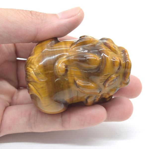 貔貅の置物 ヒキュウ タイガーアイ 虎目石 天然石製 6cm 大 |  | 07