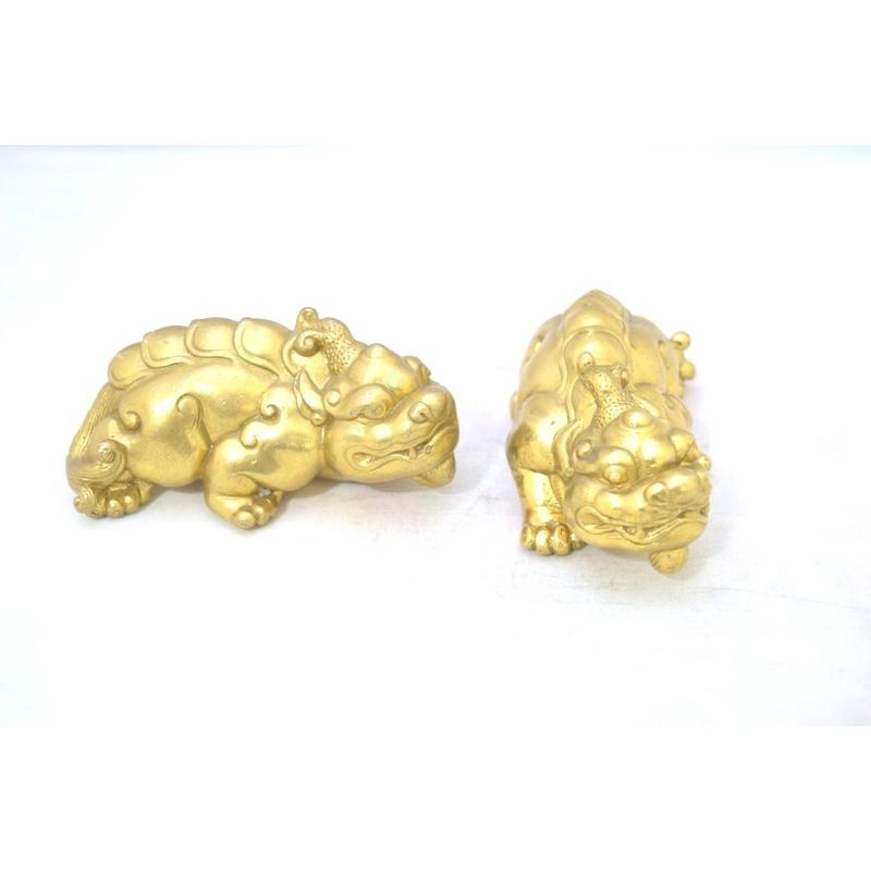 貔貅 ヒキュウ ペア 銅製置物 中 : 横浜中華街龍 - 通販 - Yahoo