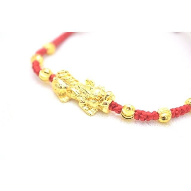 メール便OK】 貔貅 ヒキュウ ブレスレット 金メッキ 中国紐 中国結び 