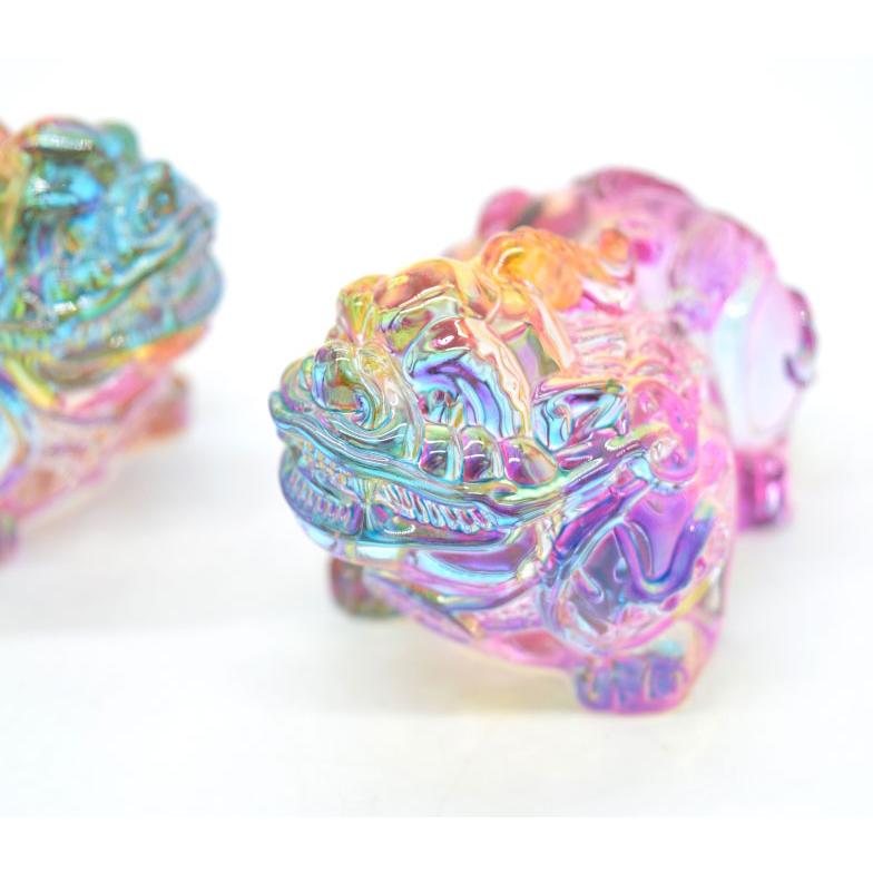 貔貅 置物 ヒキュウ ペアセット 虹色 カラフル 半透明 樹脂製 5cm