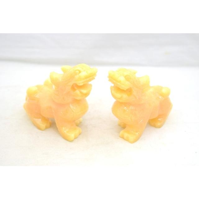 貔貅 ヒキュウ ペア 黄玉石 天然石置物 金運 財運 商売繁盛 : 横浜中華