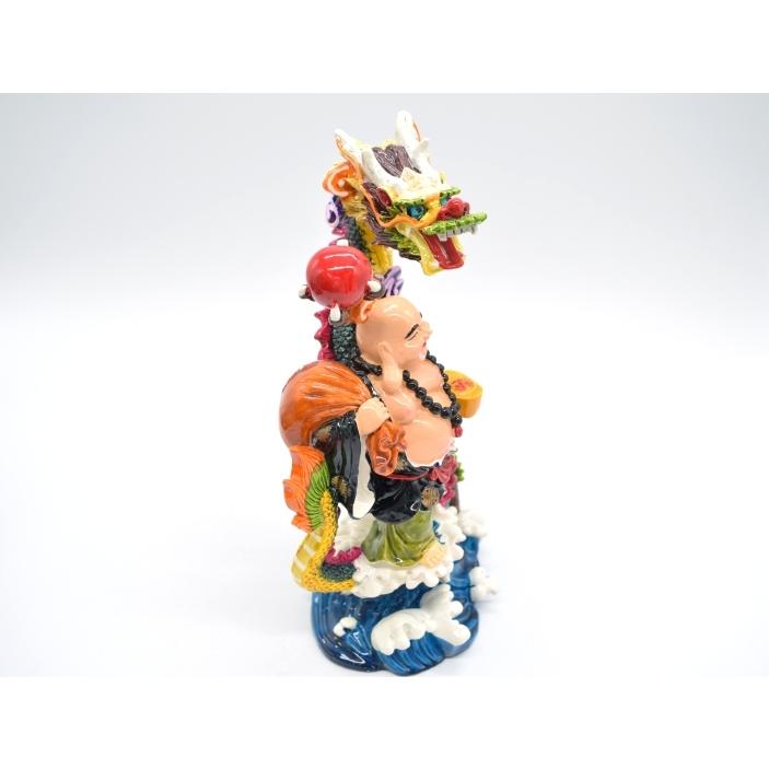 布袋様と龍の置物 樹脂製 26cm 笑佛 笑い仏 竜 : 横浜中華街龍 - 通販