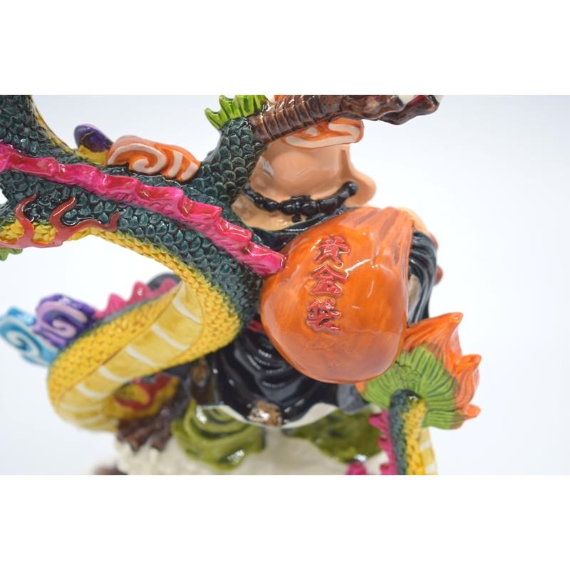布袋様と龍の置物 樹脂製 26cm 笑佛 笑い仏 竜 : 横浜中華街龍 - 通販
