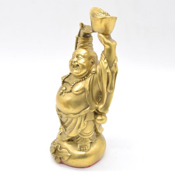 笑佛 布袋 置物 銅製 19cm 縦型 笑い仏 元宝持ち |  | 01