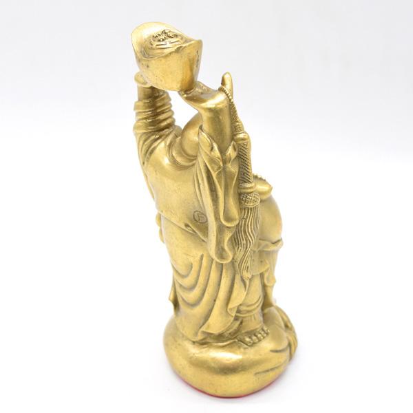 笑佛 布袋 置物 銅製 19cm 縦型 笑い仏 元宝持ち : 横浜中華街龍