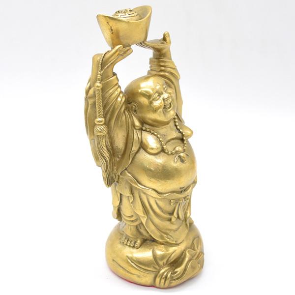 笑佛 布袋 置物 銅製 19cm 縦型 笑い仏 元宝持ち |  | 04