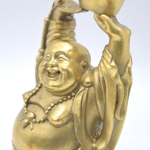 笑佛 布袋 置物 銅製 19cm 縦型 笑い仏 元宝持ち |  | 05