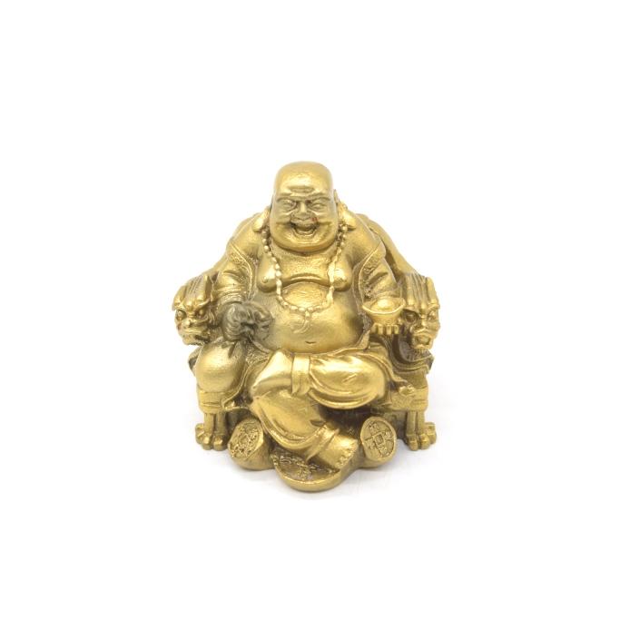 布袋様 置物 笑佛 笑い仏 龍の玉座 座り型 銅製 7cm : 横浜中華