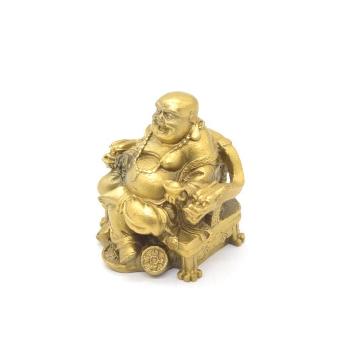 布袋様 置物 笑佛 笑い仏 龍の玉座 座り型 銅製 7cm : 横浜中華街龍