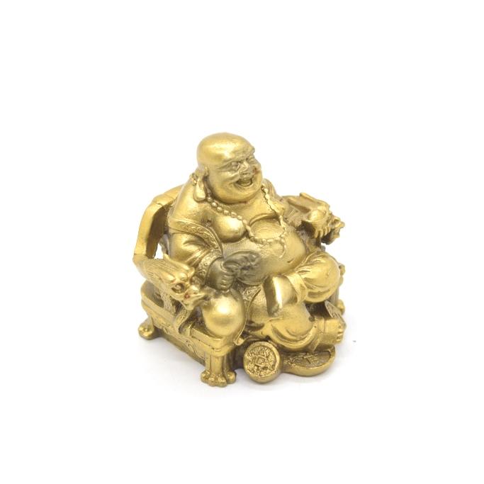 布袋様 置物 笑佛 笑い仏 龍の玉座 座り型 銅製 7cm : 横浜中華街龍