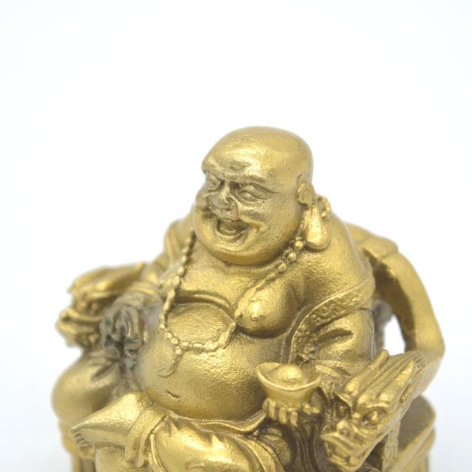 布袋様 置物 笑佛 笑い仏 龍の玉座 座り型 銅製 7cm : 横浜中華街龍
