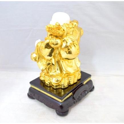 布袋様 置物 笑佛 笑い仏 如意棒 瓢箪 樹脂製 白 24cm : 横浜中華街龍