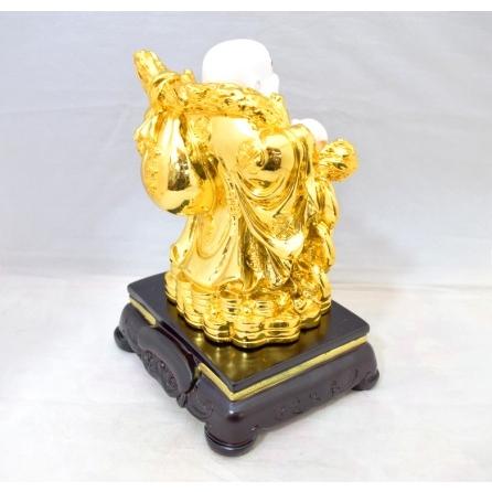 布袋様 置物 笑佛 笑い仏 如意棒 瓢箪 樹脂製 白 24cm : 横浜中華街龍