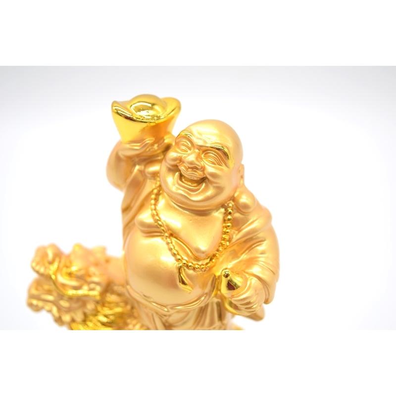 笑佛様 布袋 笑い仏 笑仏 龍亀 樹脂製置物 ガラス台座付き 17cm : 横浜
