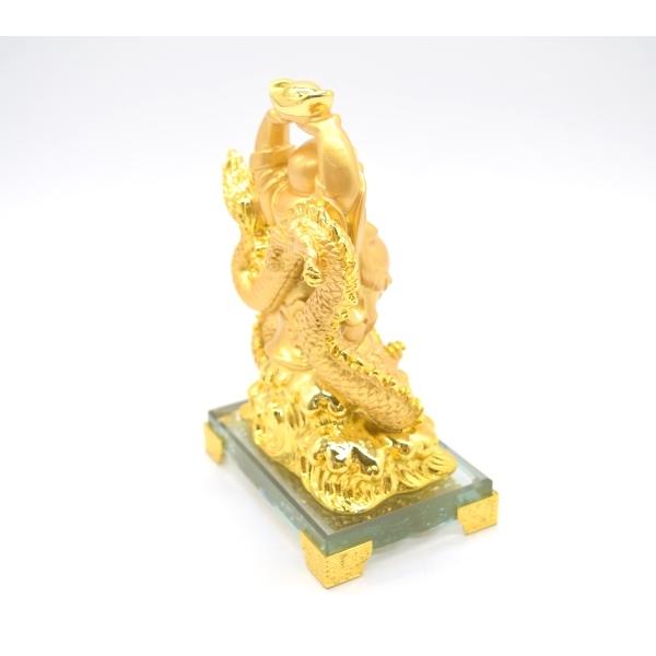 笑佛様 布袋 笑い仏 笑仏 龍 樹脂製置物 ガラス台座付き 17cm : 横浜