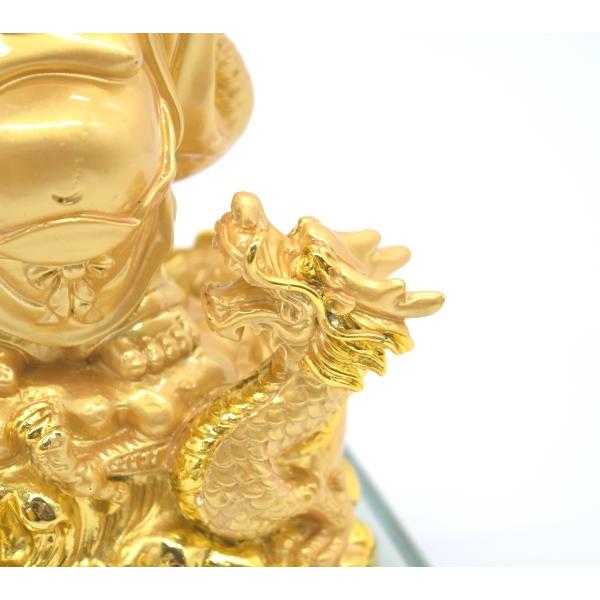 笑佛様 布袋 笑い仏 笑仏 龍 樹脂製置物 ガラス台座付き 17cm : 横浜