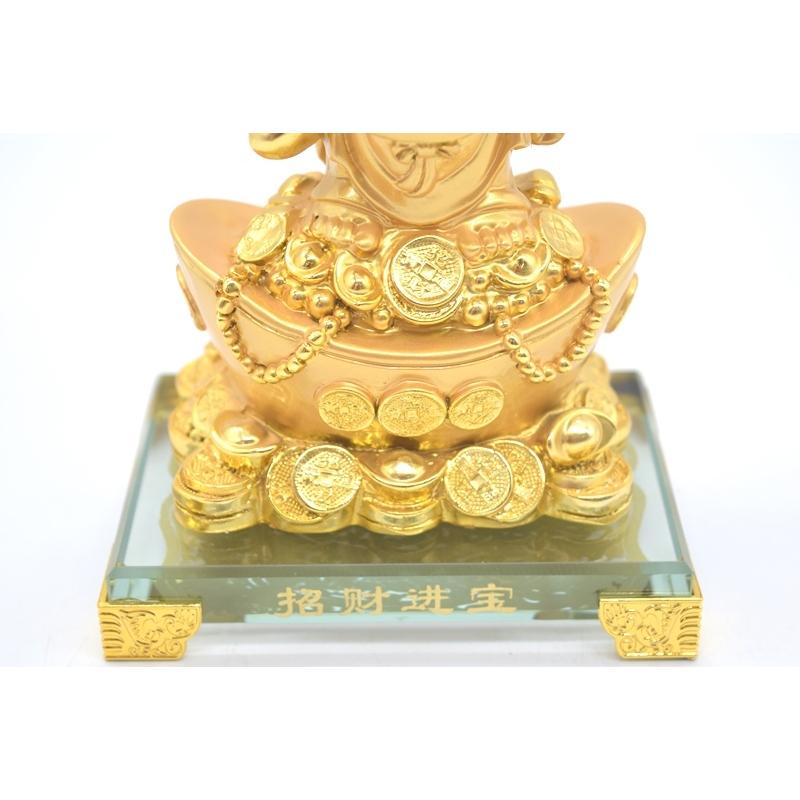 笑佛様 布袋 笑い仏 笑仏 元宝 樹脂製置物 ガラス台座付き 17cm : 横浜