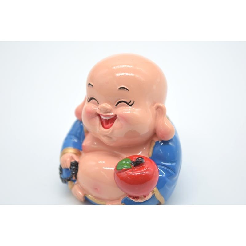 笑佛様 布袋 笑仏 二体セット りんご 元宝 樹脂製置物 カラフル