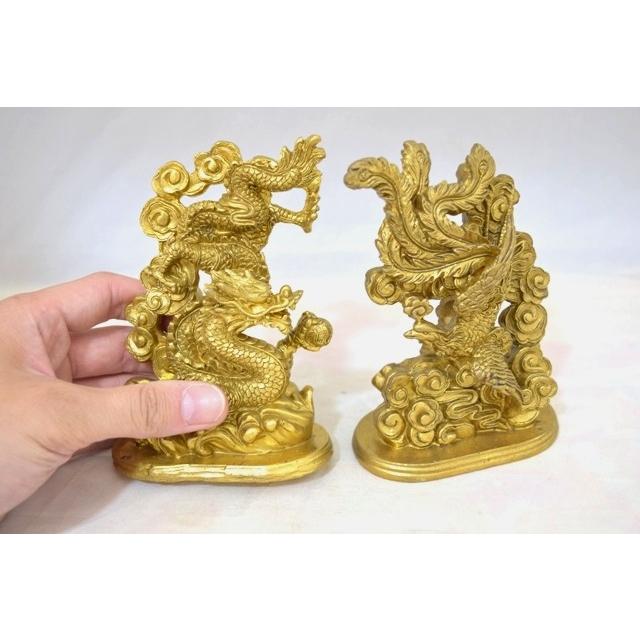 龍 鳳凰 銅製置物 ペアセット 縦長型 中 : 横浜中華街龍 - 通販