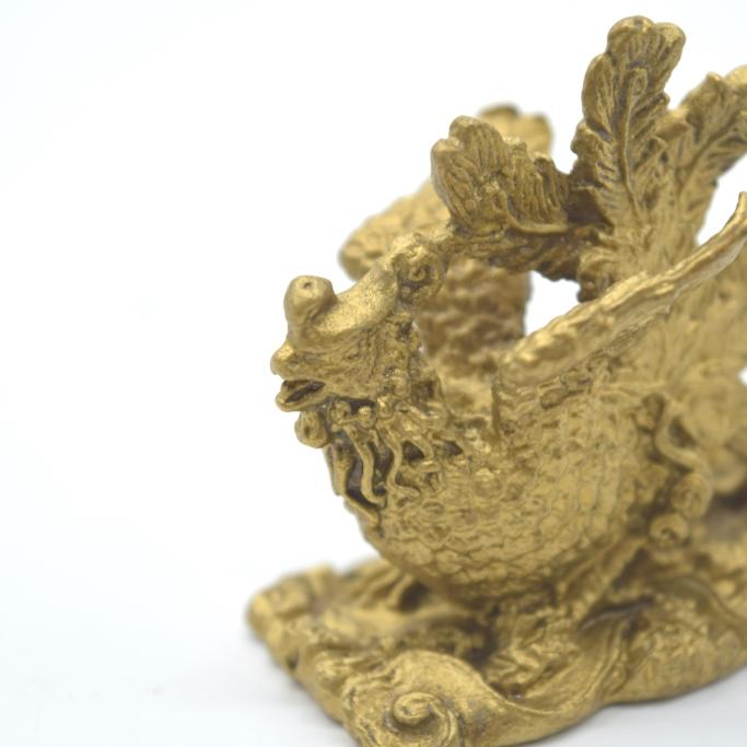 龍 鳳凰 銅製置物 ペアセット 横型 古銭 敷物付き 小 |  | 09