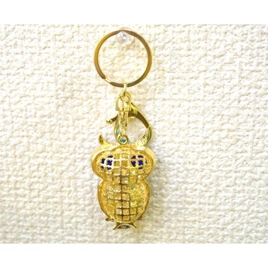 メール便OK】 フクロウ 梟 七宝焼き キーホルダー 金属製 ライン 
