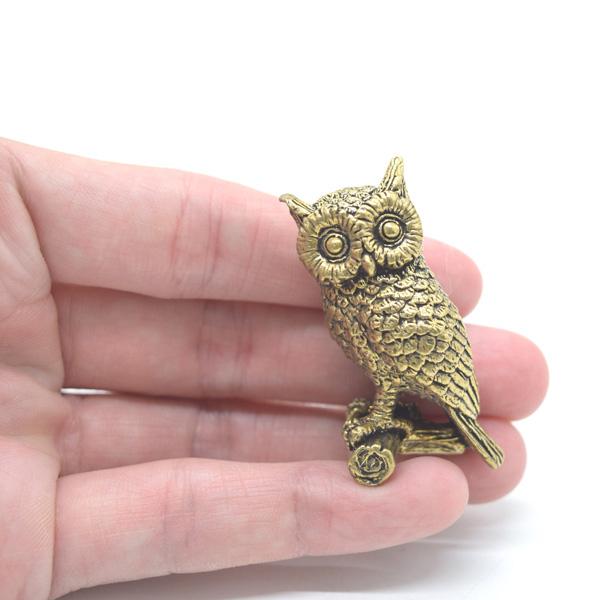 【メール便OK】梟 フクロウの置物 ミニチュアサイズ 5cm 金属製 ふくろう |  | 05