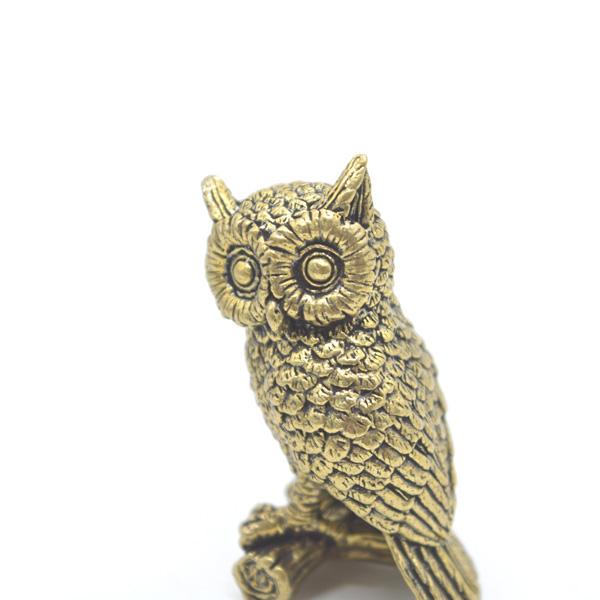 【メール便OK】梟 フクロウの置物 ミニチュアサイズ 5cm 金属製 ふくろう |  | 06