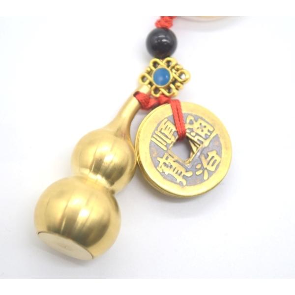 金属製ひょうたん年代物ストラップ？ メール便OK】 瓢箪 ひょうたん 古銭五枚付き 金属製 キーホルダー