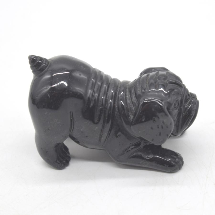 犬の置物 ブルドッグ オニキス 4cm 天然石製 : 横浜中華街龍