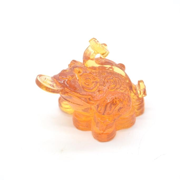 三脚蟾蜍 三本足 カエル 置物 樹脂製 5cm 半透明仕様 アンバー風 | 
